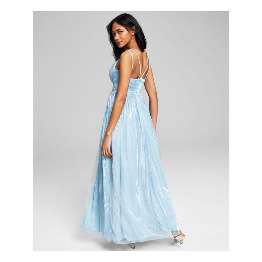 TEEZE ME Womens Gown Dress Light Blue Sleeveless Formal Lined Juniors 7\8 - Picture 2 of 3